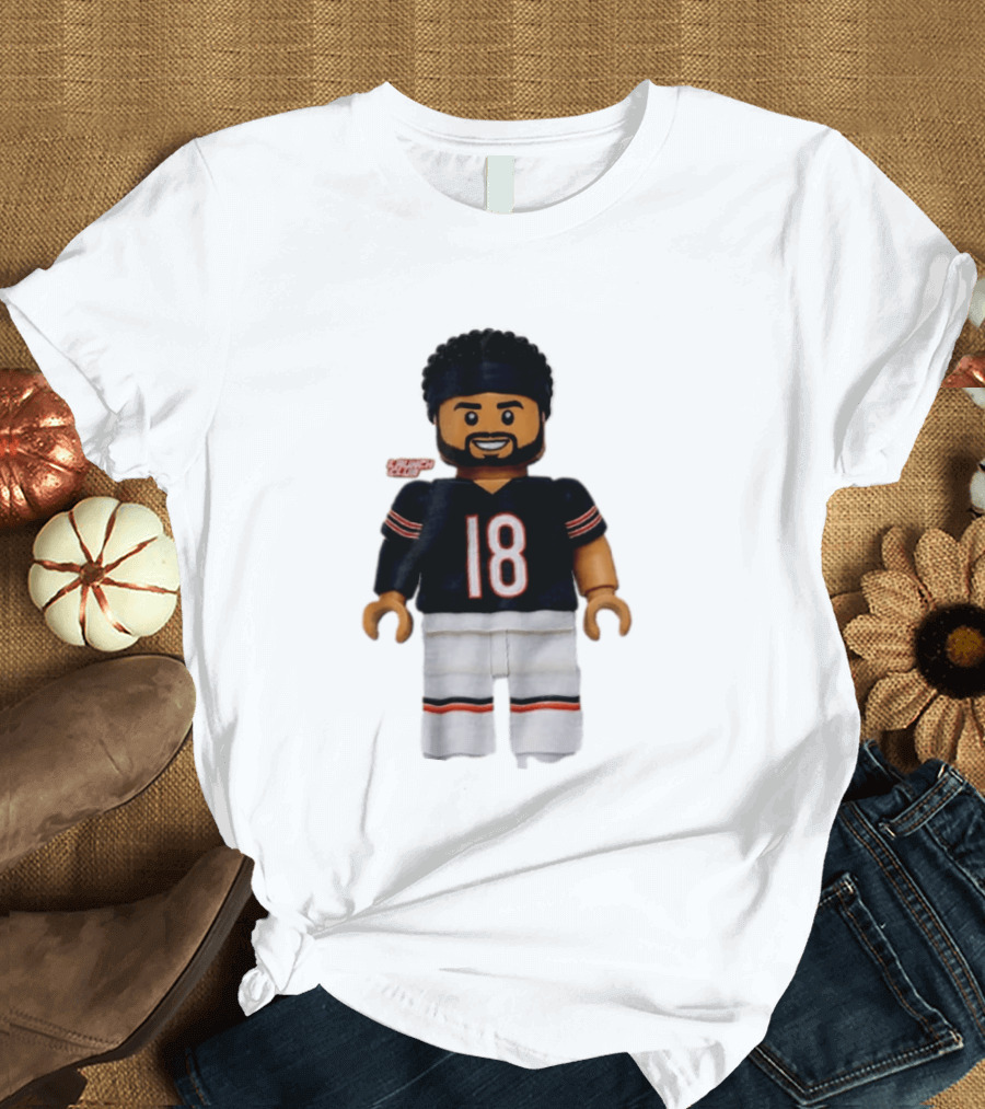 Chicago Bears Quarterback Caleb Williams 18 Lego Minifigure T-Shirt