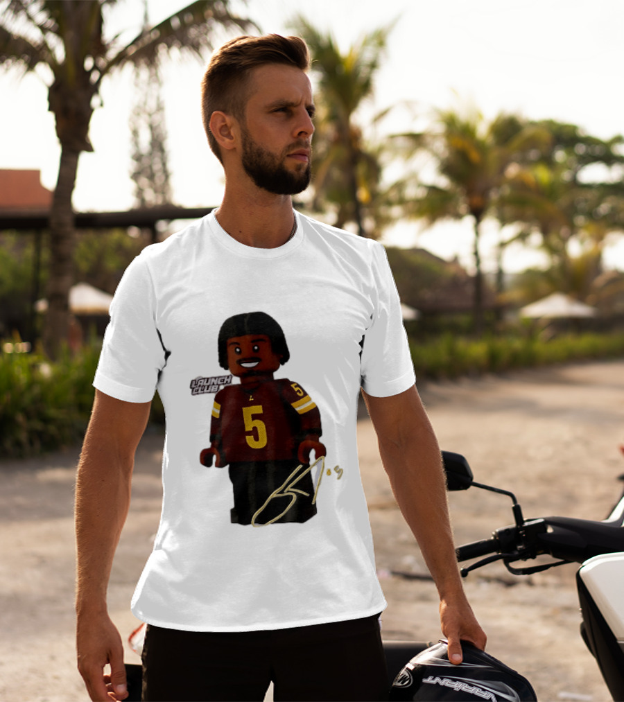 Washington Commanders Quarterback Jayden Daniels Launch Club Number 5 T-Shirt