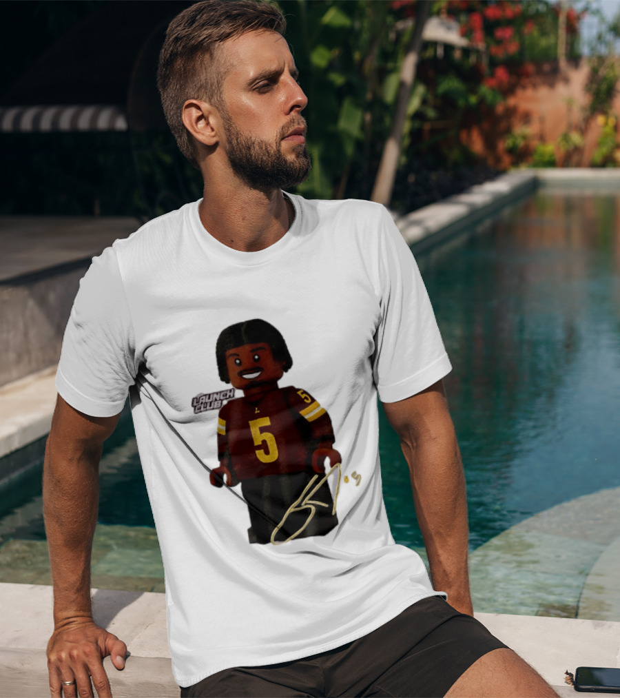 Washington Commanders Quarterback Jayden Daniels Launch Club Number 5 T-Shirt