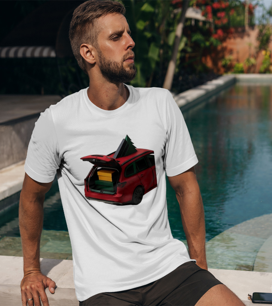 Most Likely To Pack The Car Festive Holiday Travel Scene With Christmas Tree And Gifts T-Shirt
