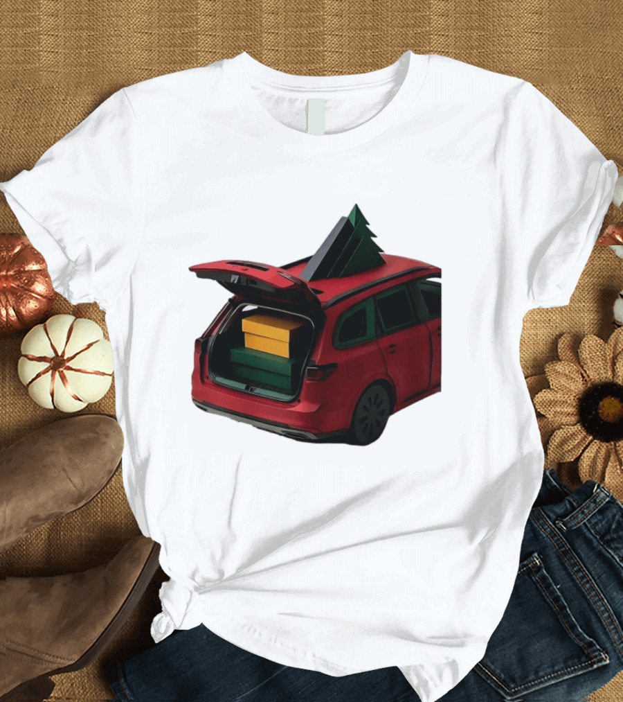 Most Likely To Pack The Car Festive Holiday Travel Scene With Christmas Tree And Gifts T-Shirt