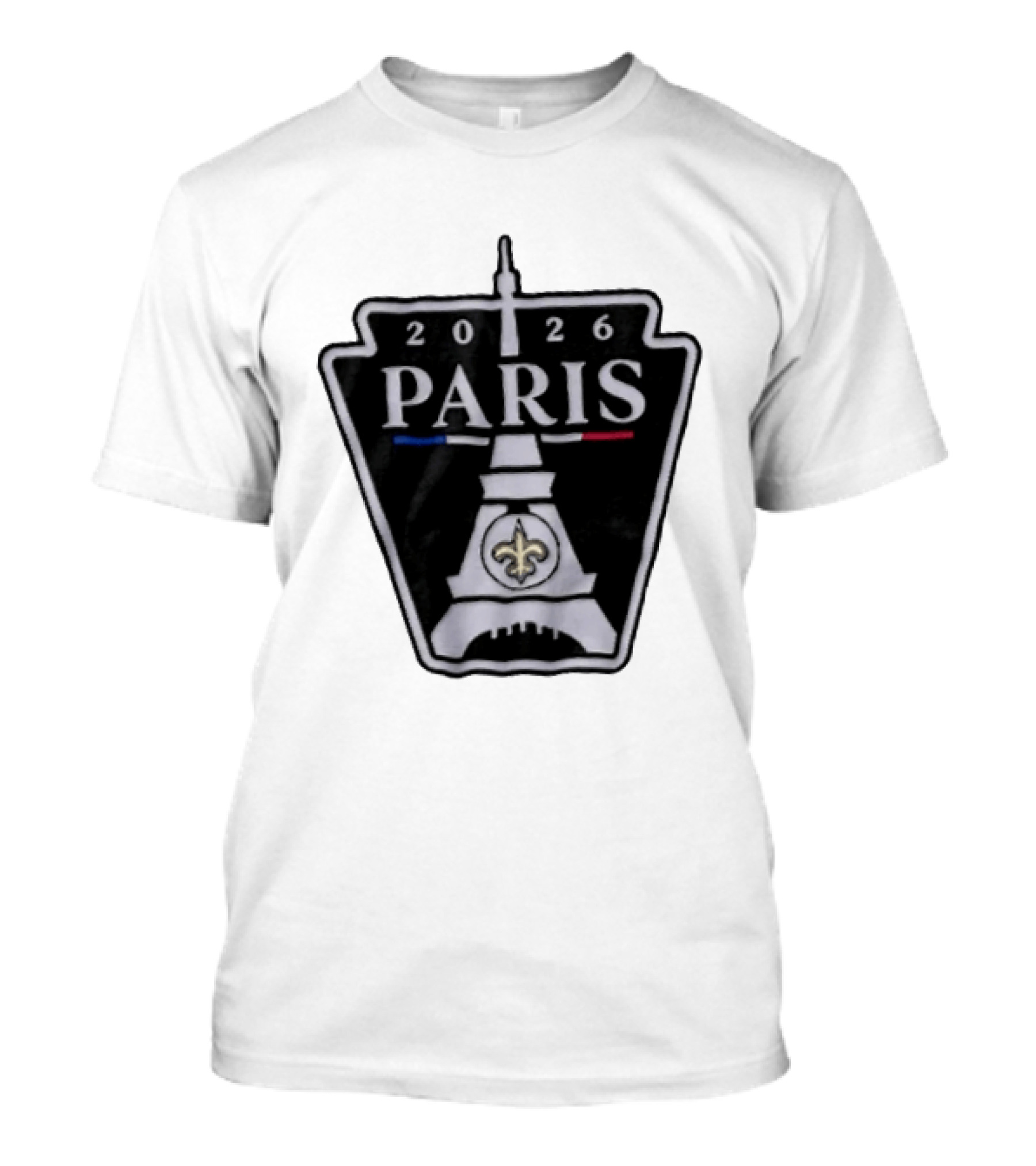 New Orleans Saints 2026 Paris Eiffel Tower Fleur De Lis NFL Event T-Shirt