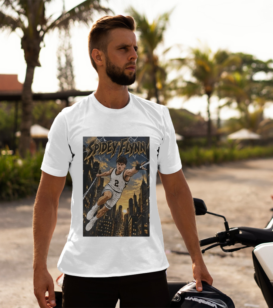 Spidey Flynn Basketball Superhero City Skyline Action T-Shirt
