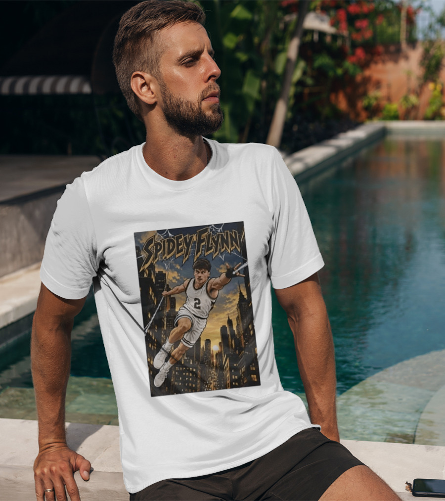 Spidey Flynn Basketball Superhero City Skyline Action T-Shirt