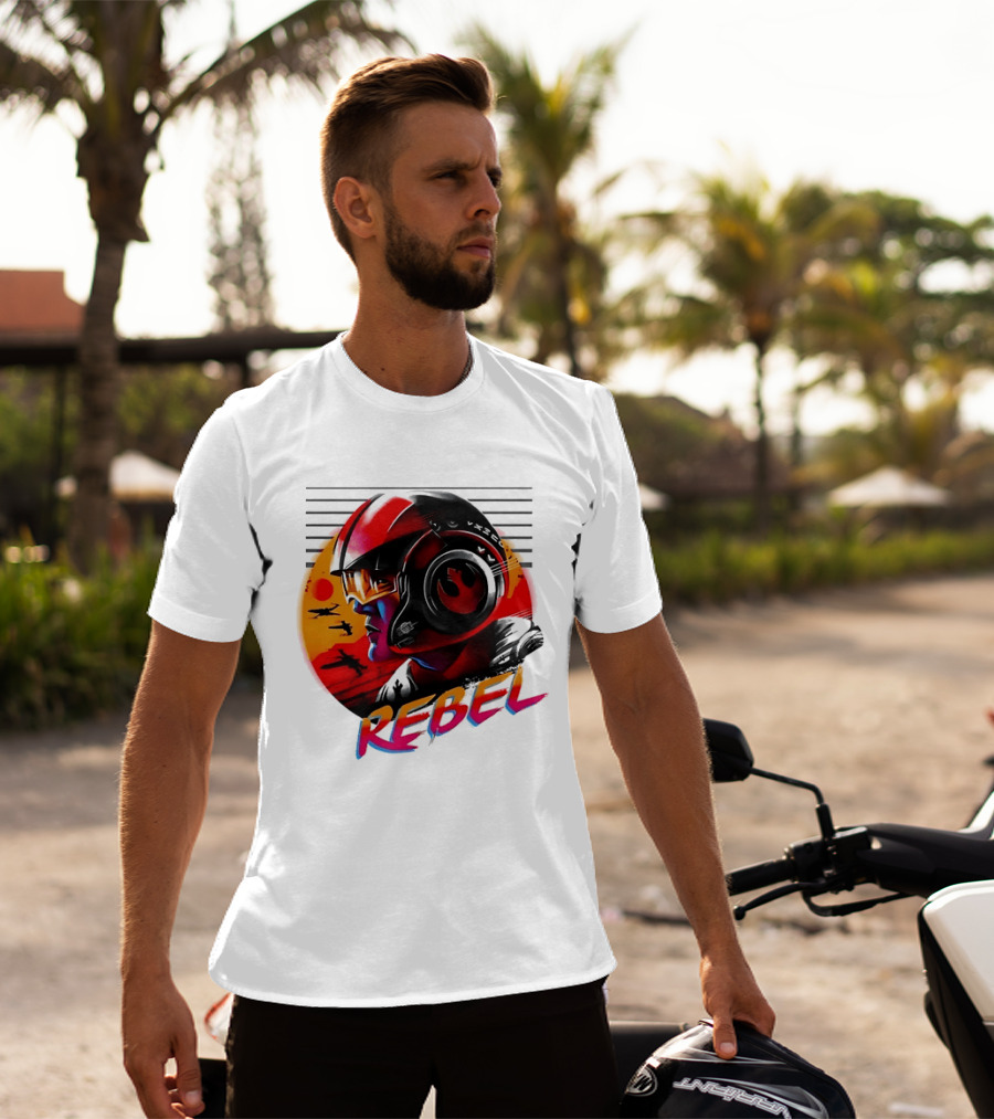 Star Wars Rebel Pilot Helmet Sunset Sci Fi Rebel T-Shirt