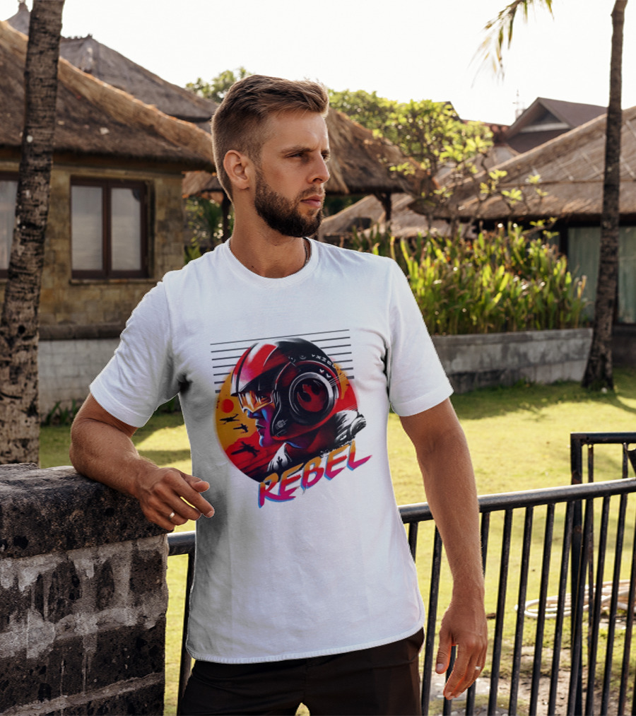Star Wars Rebel Pilot Helmet Sunset Sci Fi Rebel T-Shirt