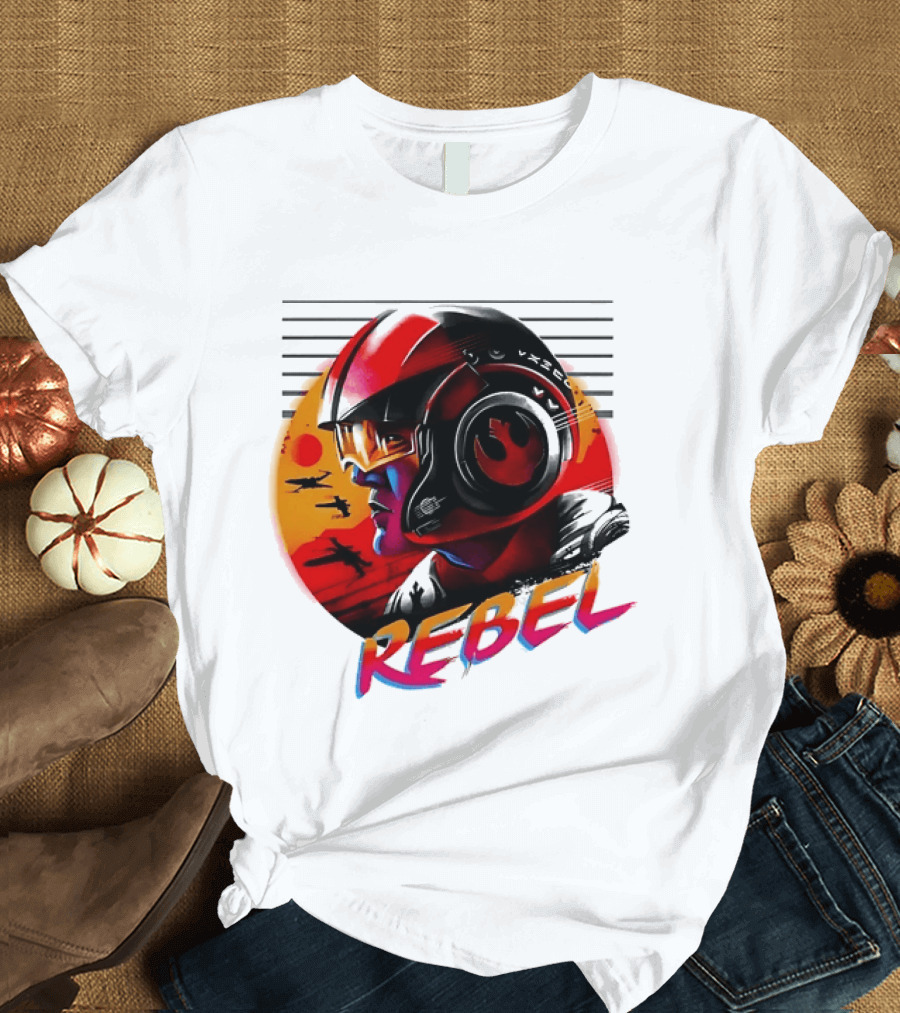 Star Wars Rebel Pilot Helmet Sunset Sci Fi Rebel T-Shirt