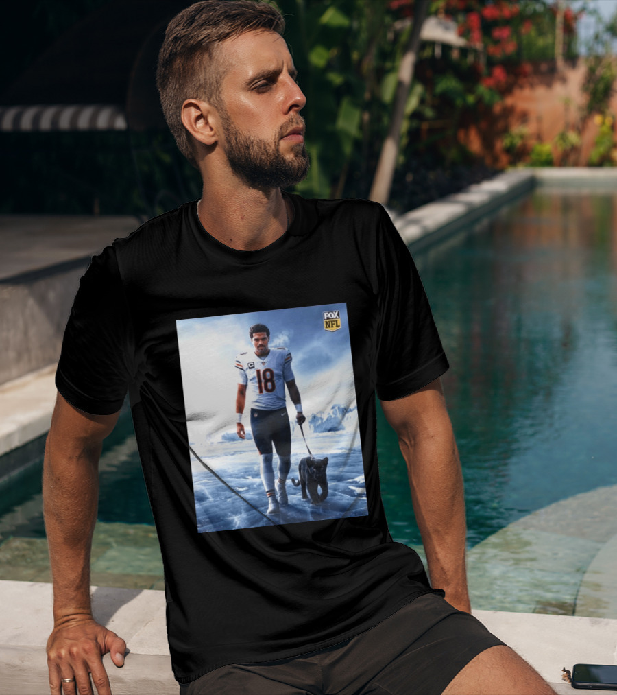 Chicago Bears QB #18 Arctic Panther Fox NFL Icy Football Player Black Panther T-Shirt