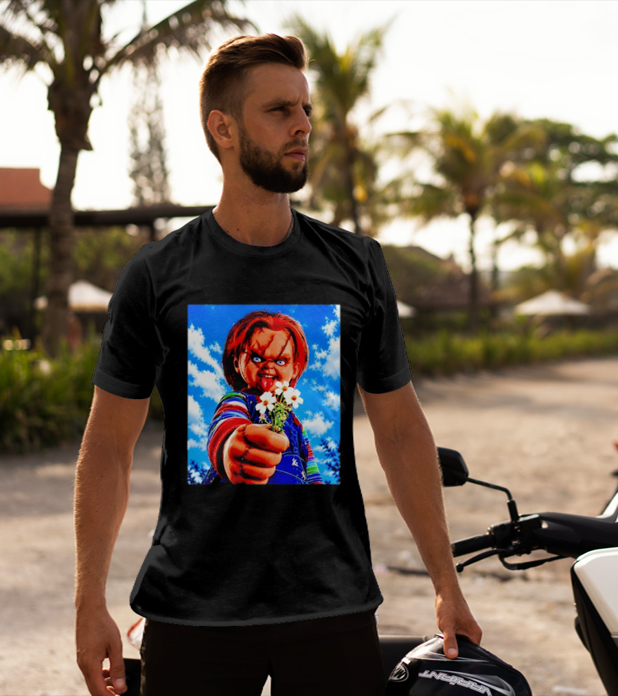 Chucky Child's Play Horror Movie Flowers Gesture T-Shirt