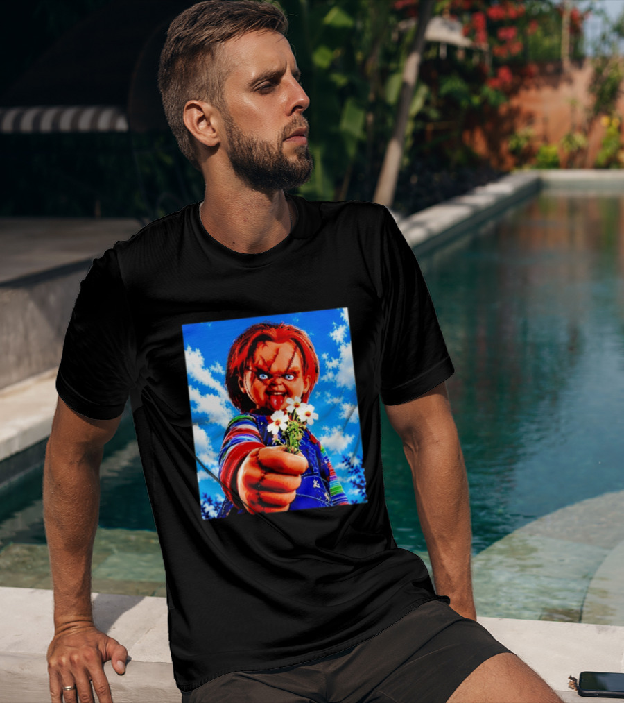 Chucky Child's Play Horror Movie Flowers Gesture T-Shirt