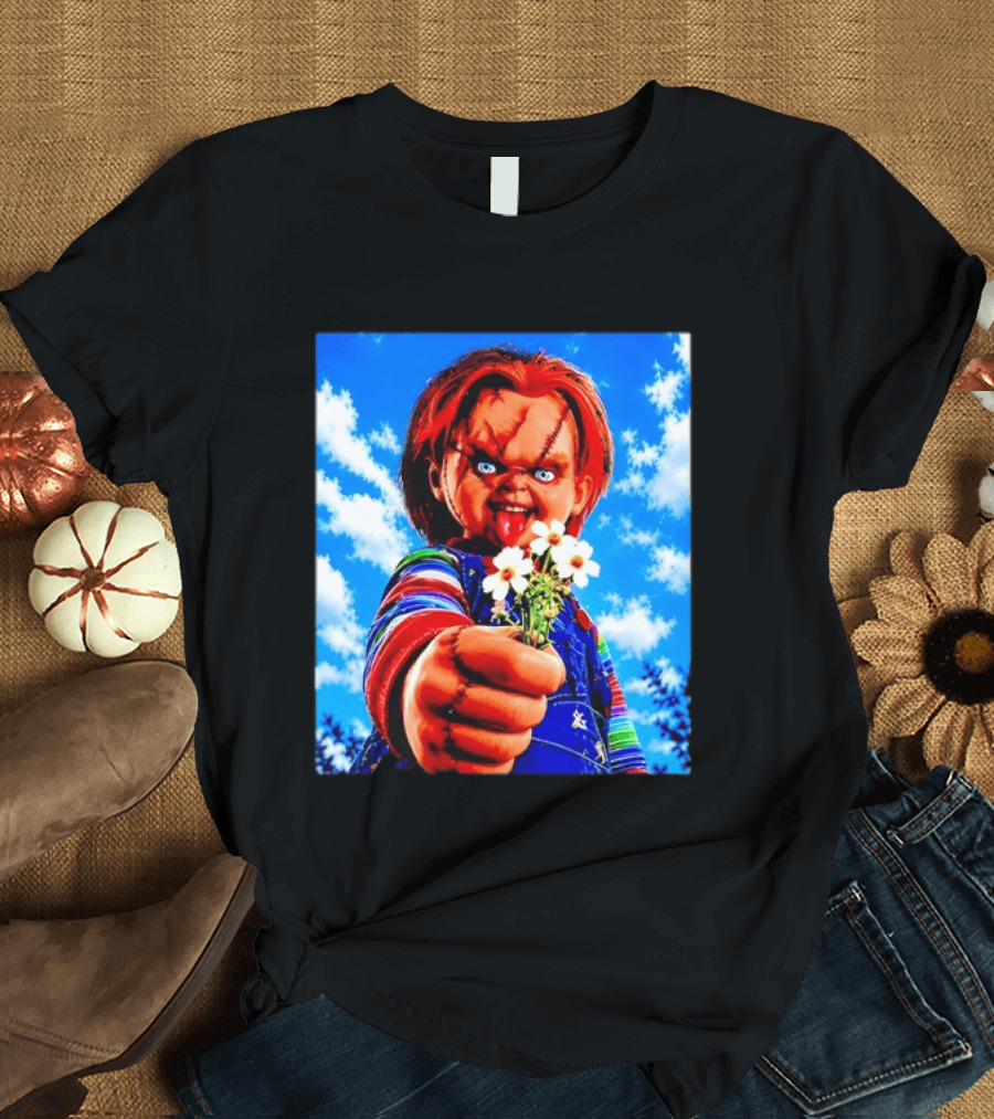 Chucky Child's Play Horror Movie Flowers Gesture T-Shirt
