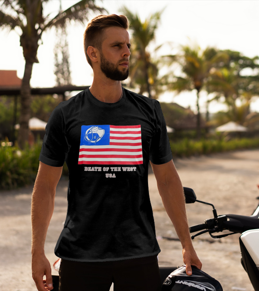 Death Of The West USA Flag Hockey Mask And Crossbones 6 T-Shirt