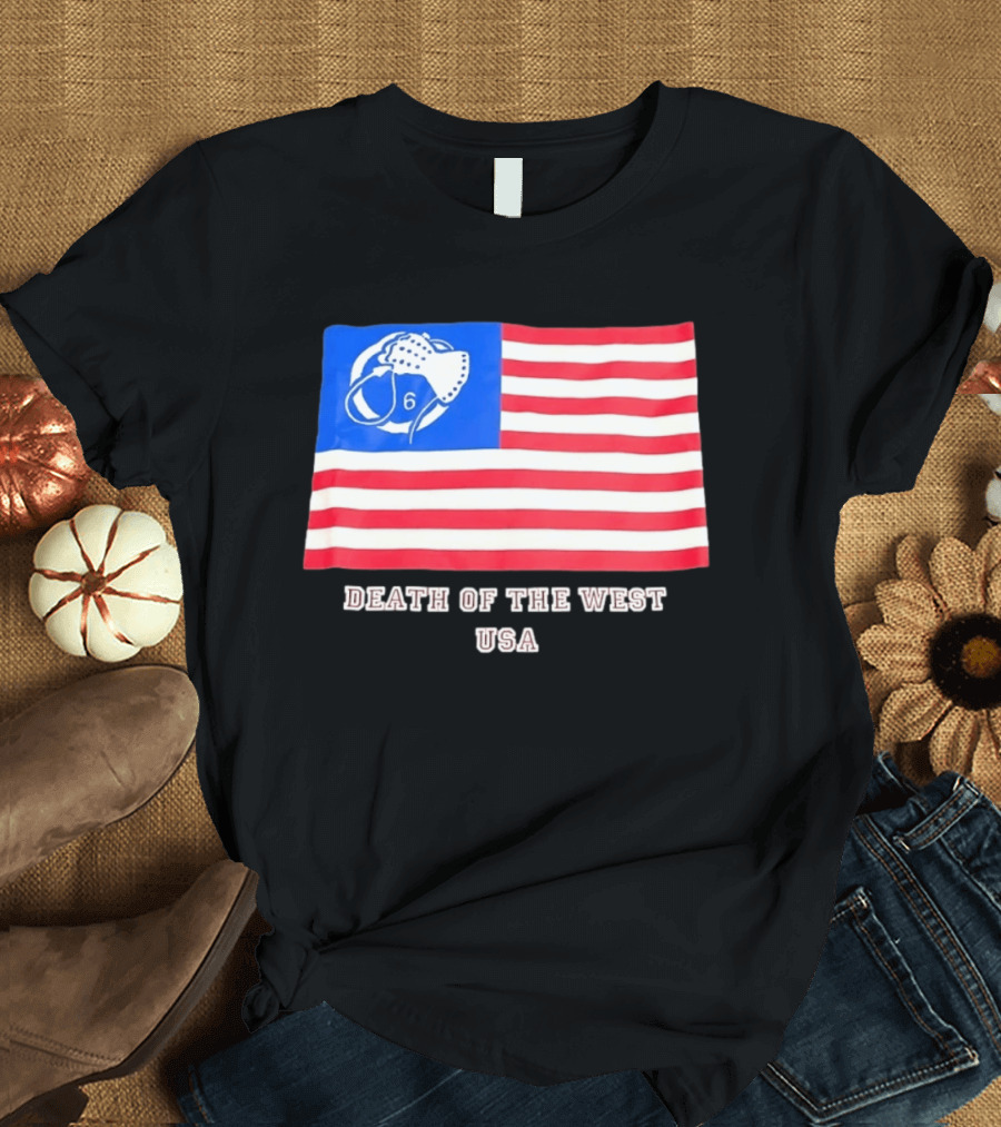 Death Of The West USA Flag Hockey Mask And Crossbones 6 T-Shirt