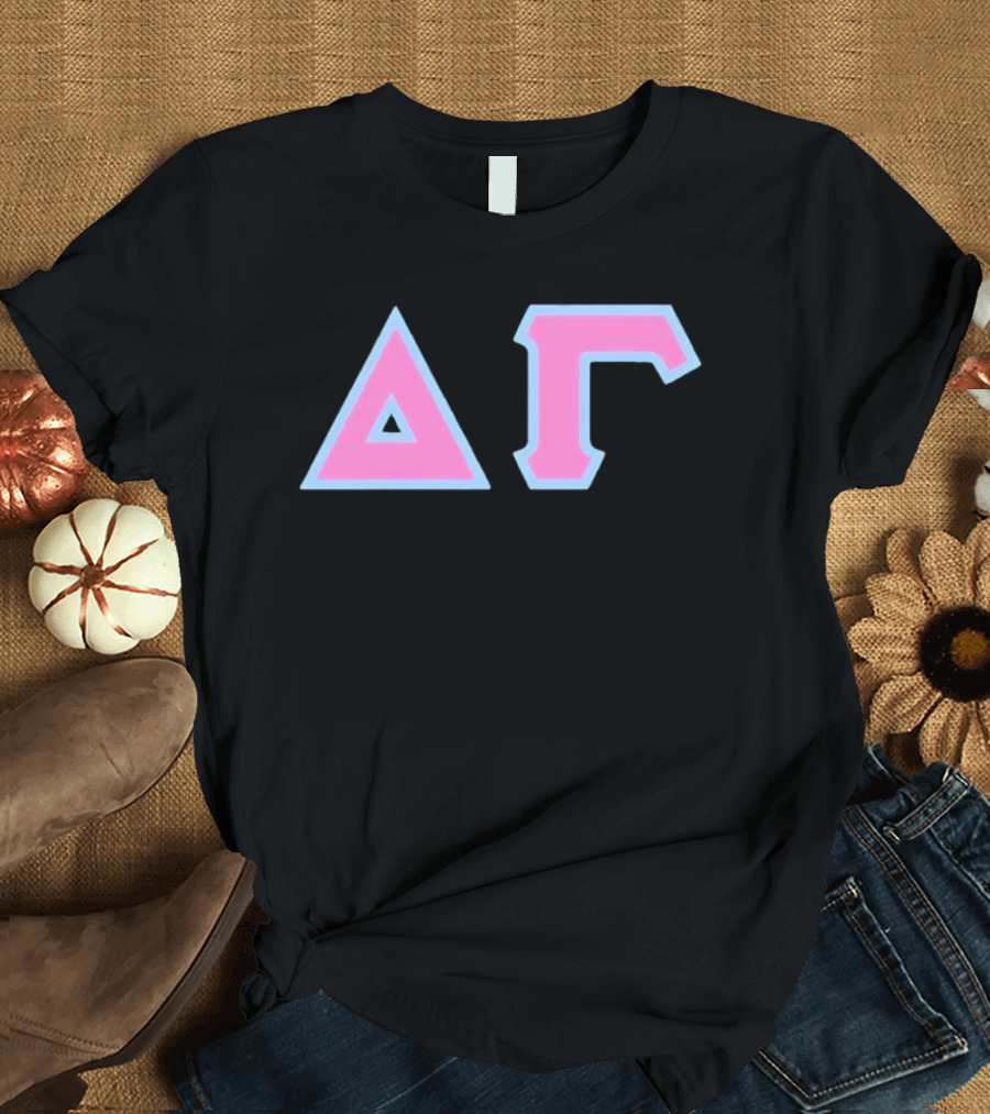 Delta Gamma Sorority Greek Letters Pink And Blue T-Shirt
