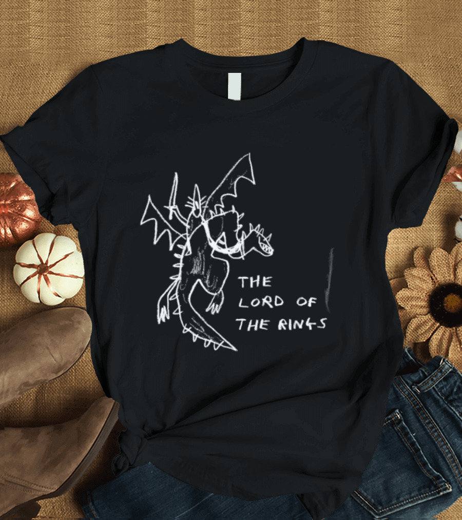 The Lord Of The Rings Dragon Fantasy Tolkien Drawing T-Shirt