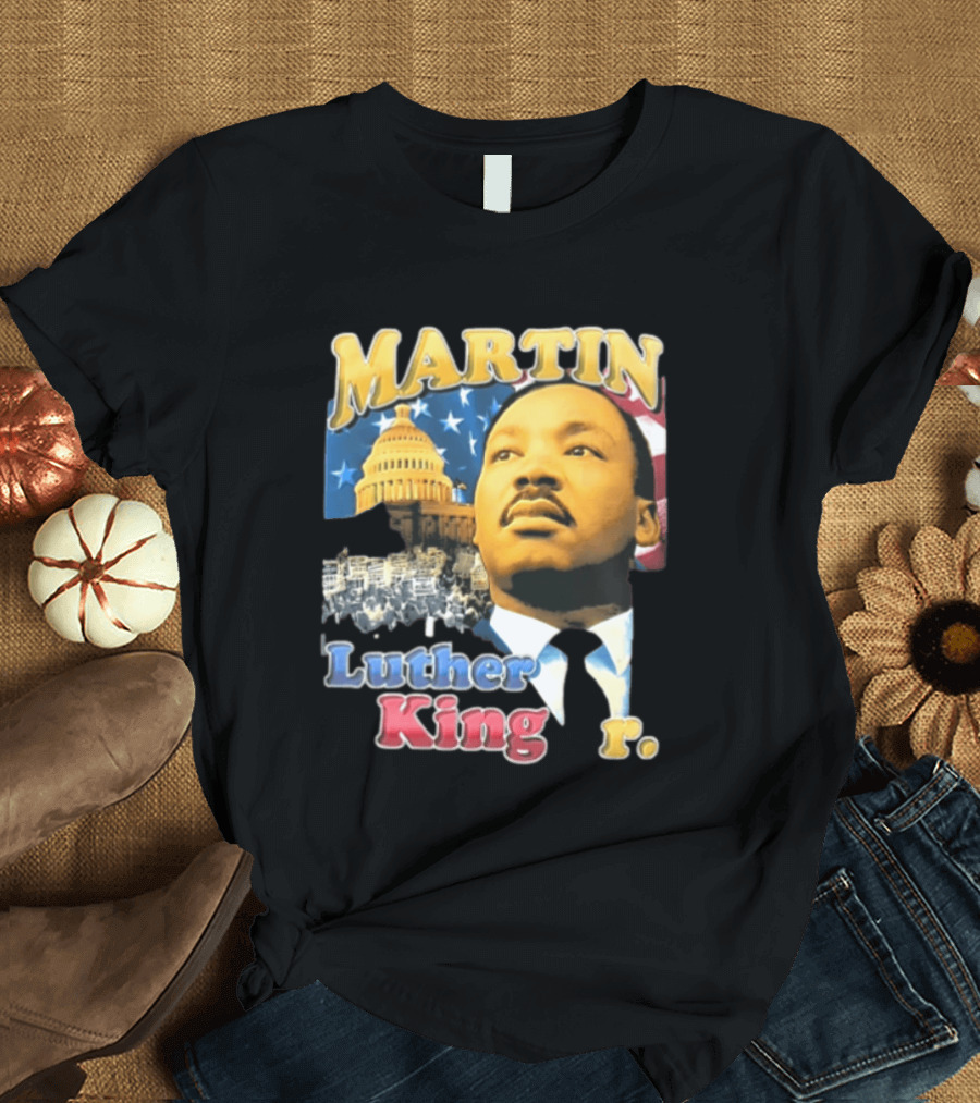 Martin Luther King Jr US Capitol American Flag Civil Rights March T-Shirt