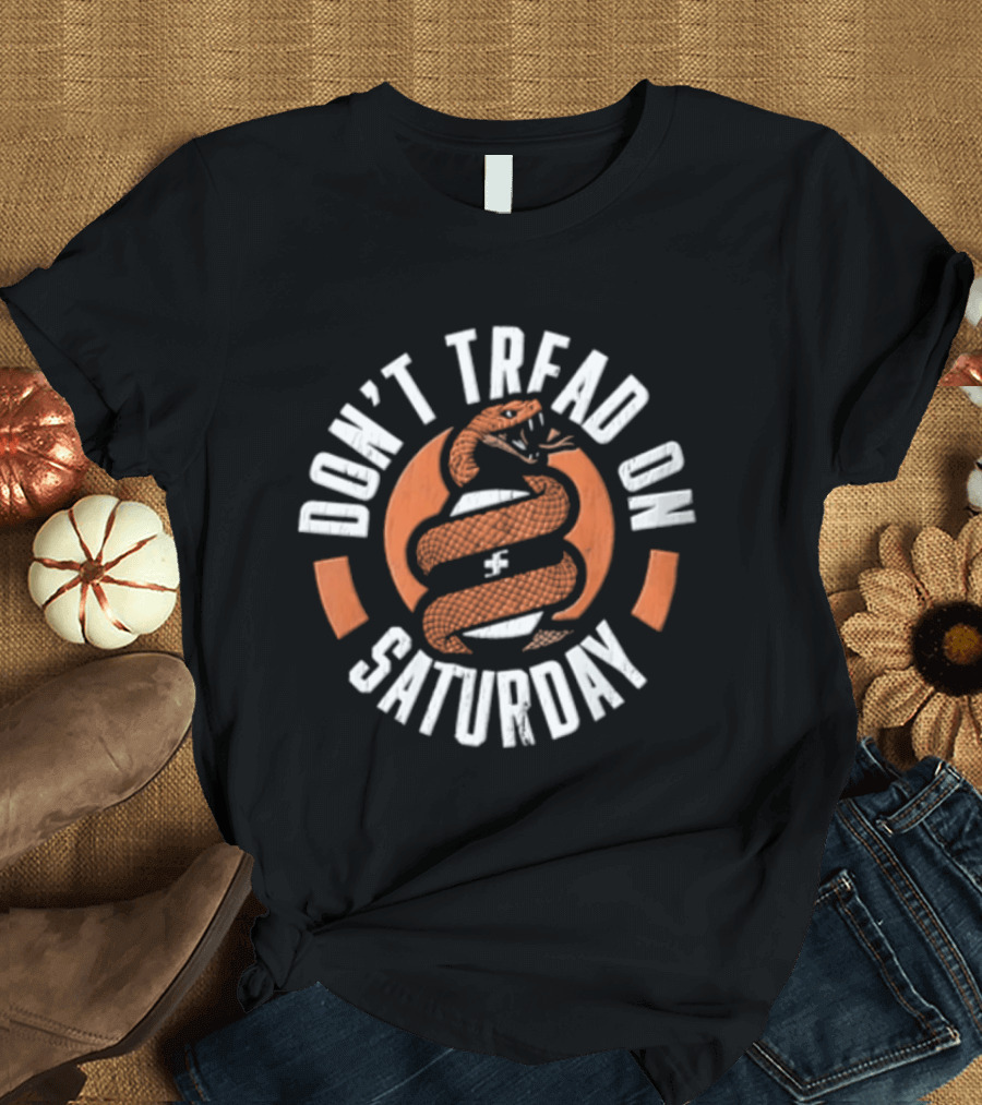 Don't Tread On Saturday Coiled Rattlesnake Orange Distressed T-Shirt