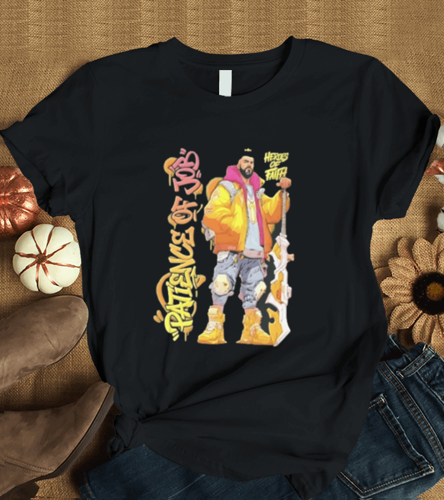 Patience Of Job Heroes Of Faith Bearded Man Sword Cartoon T-Shirt