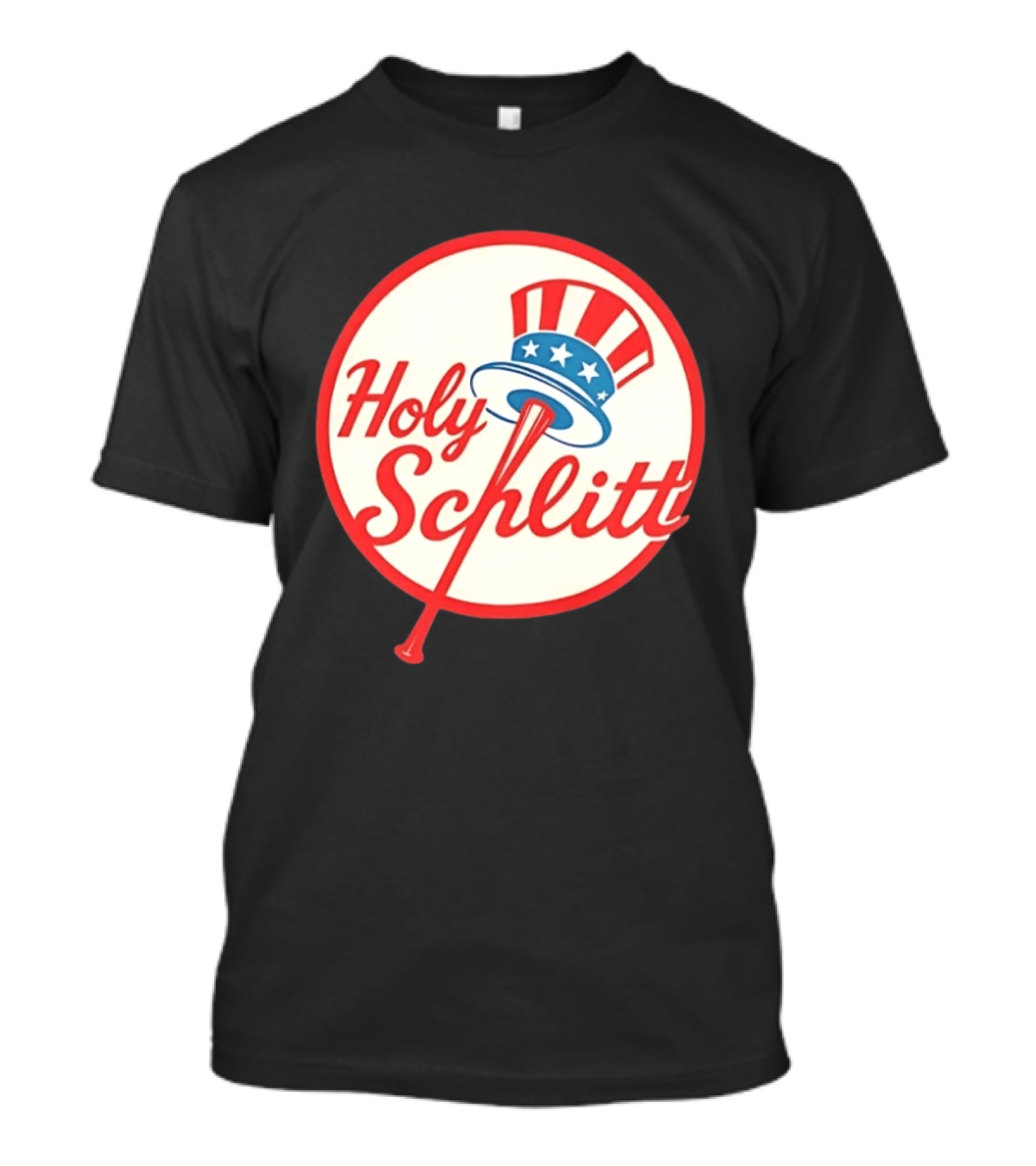Holy Schlitt Uncle Sam Hat Patriotic Baseball T-Shirt