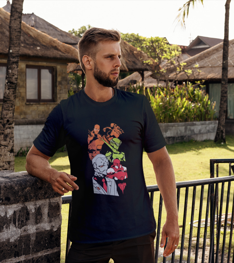 Over Characters Group Sigma Genji Reinhardt Colorful T-Shirt