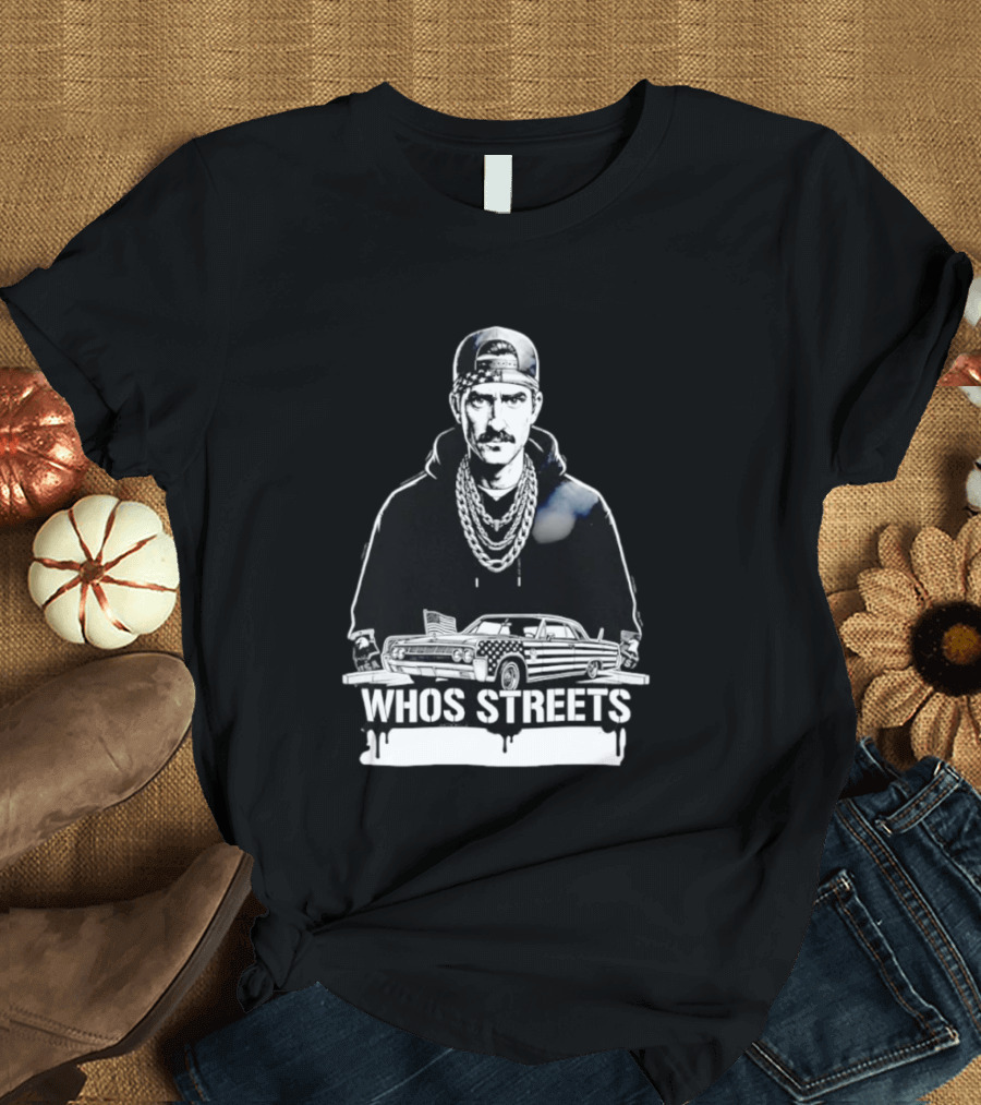 Whos Streets American Flag Car And Man Street Chain Hip Hop Culture T-Shirt