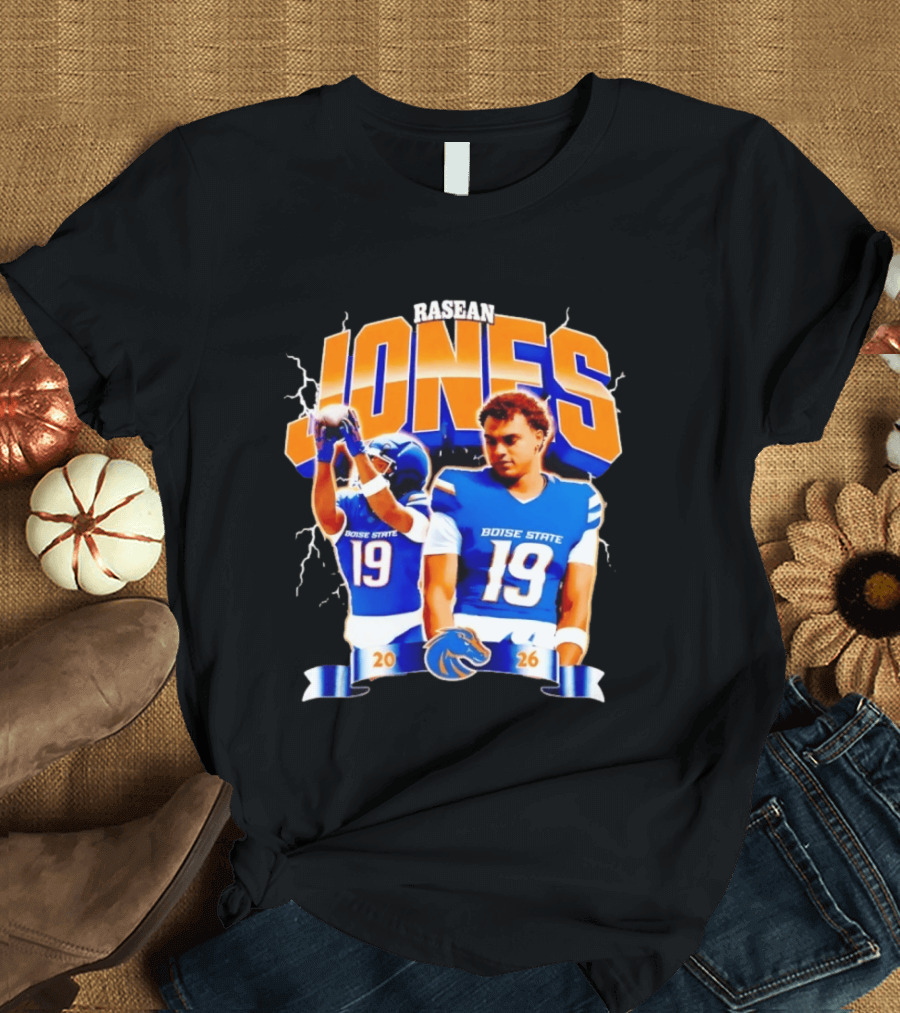 Rasean Jones Boise State Football 2026 Electric Blue Broncos T-Shirt