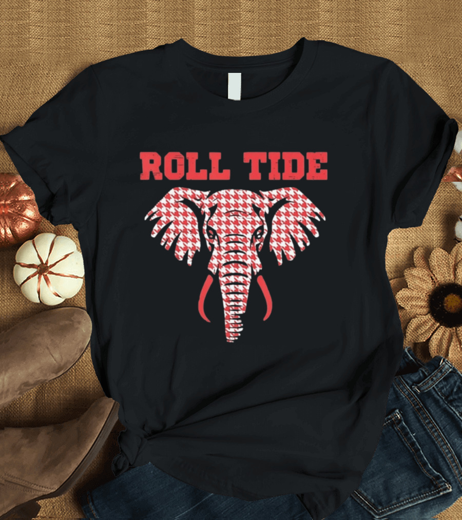 Alabama Crimson Tide Roll Tide Houndstooth Elephant T-Shirt