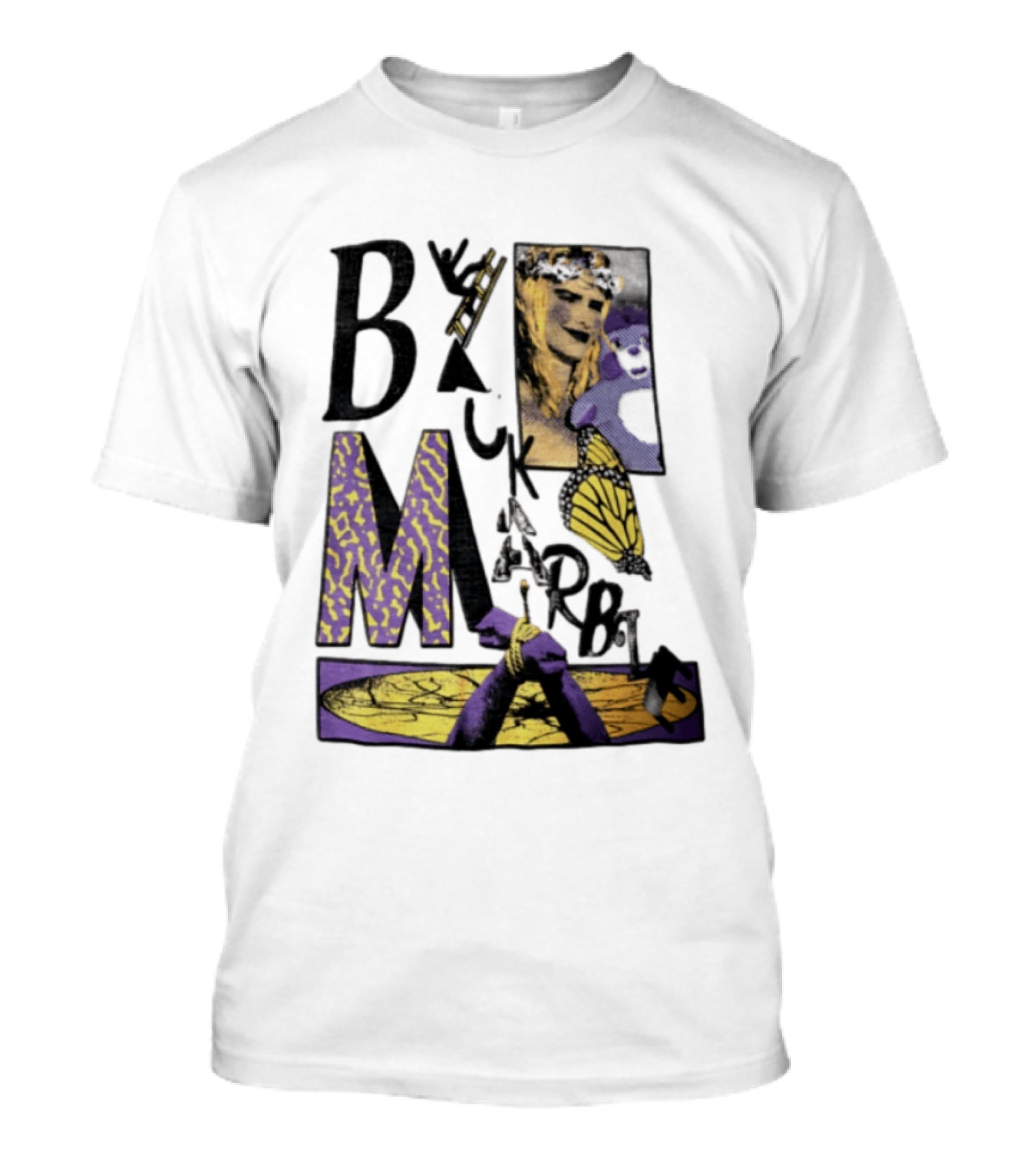 Black Marble Butterfly Tied Hands Woman Ladder T-Shirt