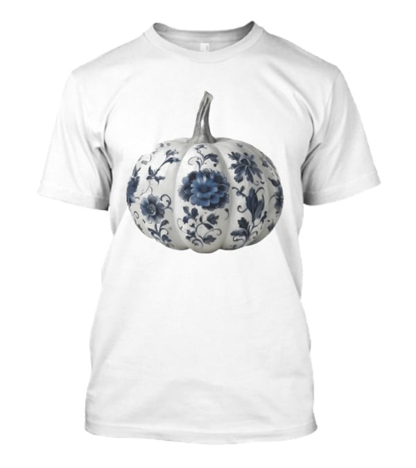 Blue Floral Porcelain Pumpkin China Blue Pumpkin Decor T-Shirt