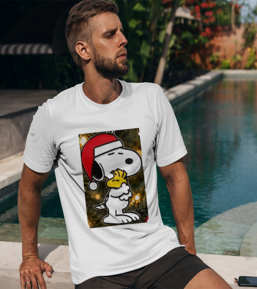 Snoopy Woodstock Christmas Hugging Best Holiday Gift Peanuts T-Shirt