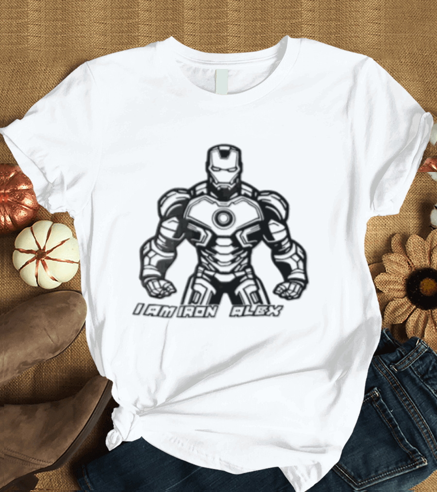 I Am Iron Alex Armored Superhero Clenched Fists Line T-Shirt