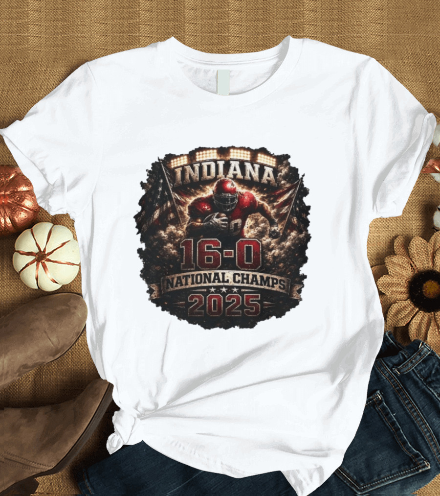 Indiana 16 0 National Champs 2025 Football Victory Celebration T-Shirt