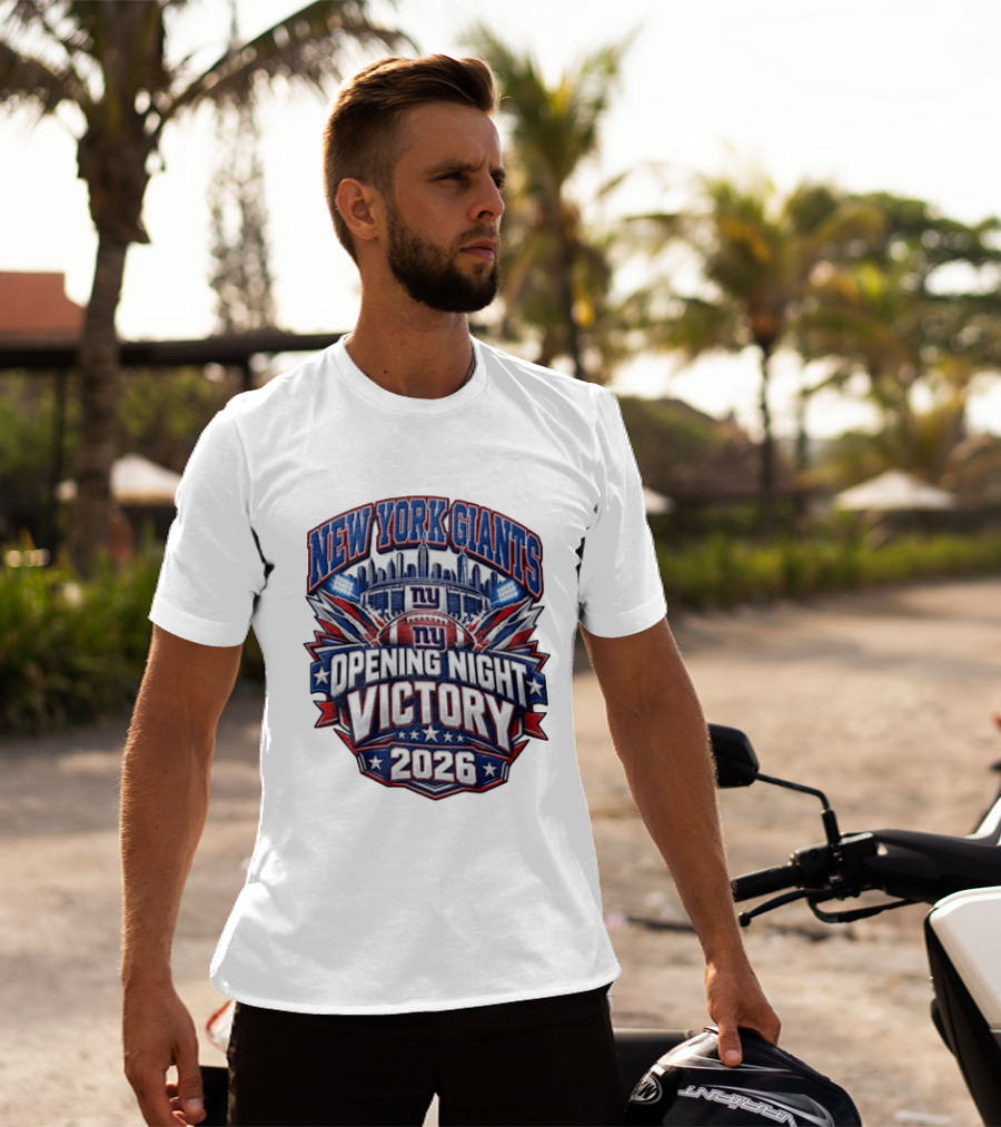 New York Giants 2026 Opening Night Victory Stadium Celebration T-Shirt