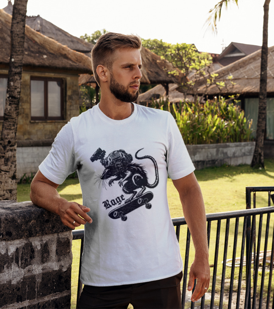 Skater Rat Tactical Helmet Night Vision Rage Skateboarding Adventure T-Shirt