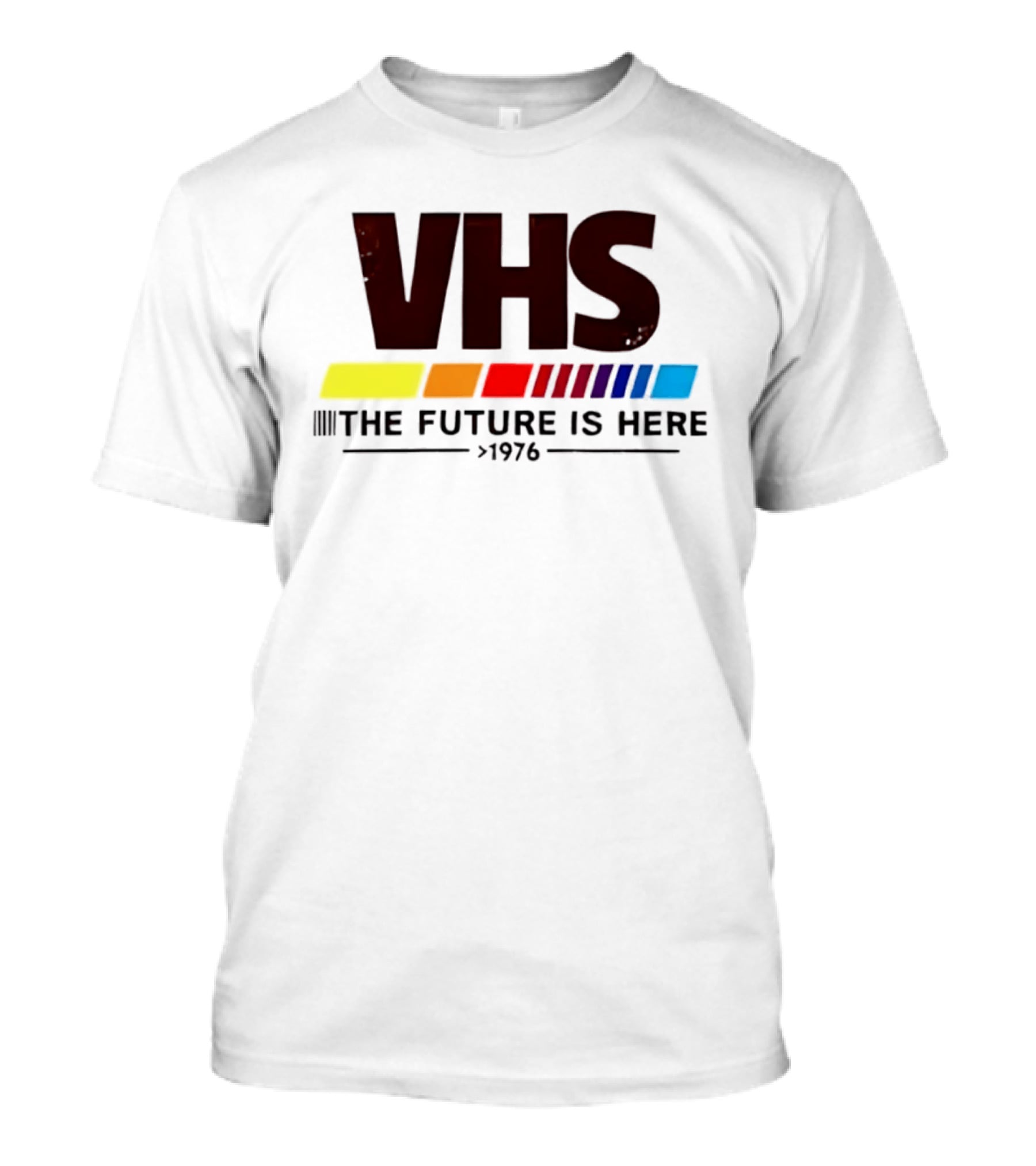 VHS The Future Is Here 1976 Retro Color Stripes T-Shirt