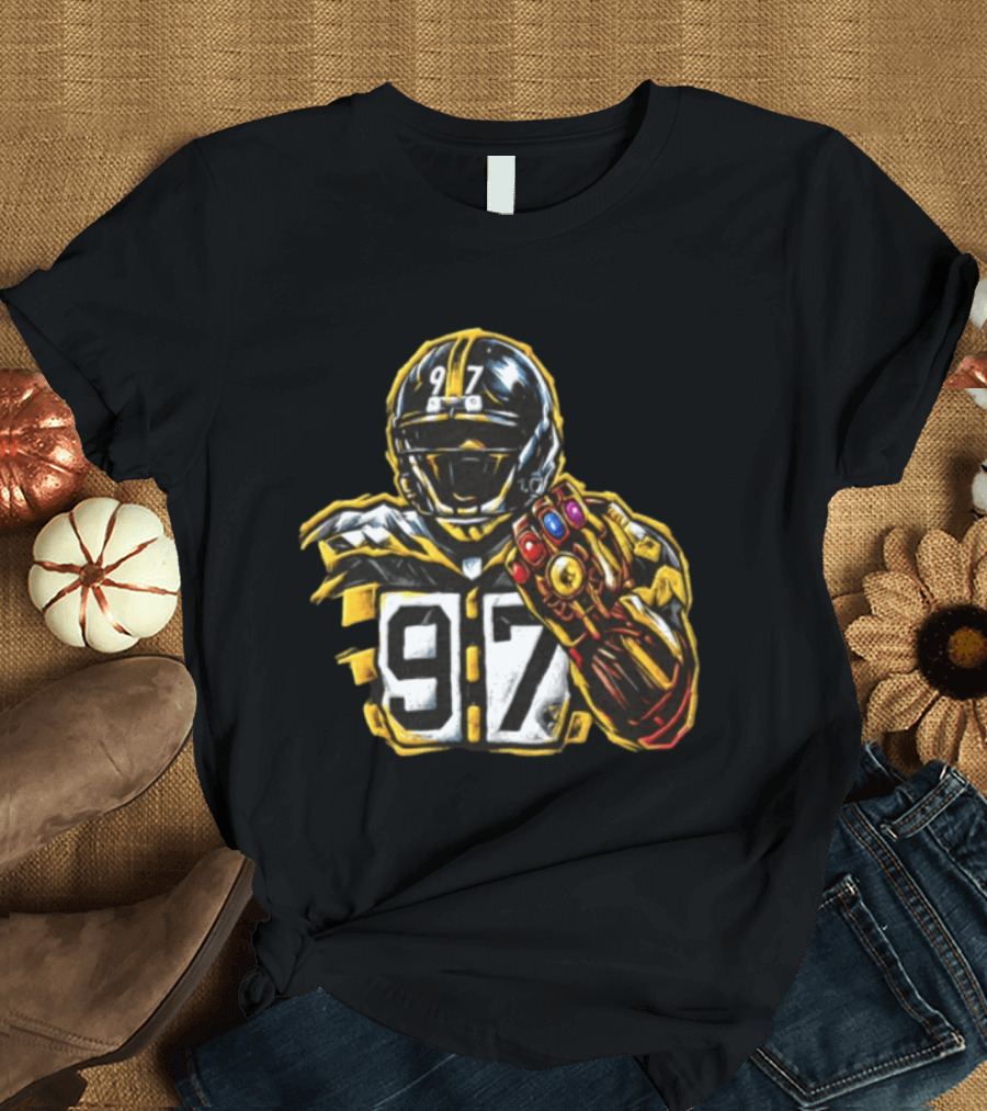 Cameron Heyward 97 Pittsburgh Steelers Infinity Gauntlet Marvel Football T-Shirt