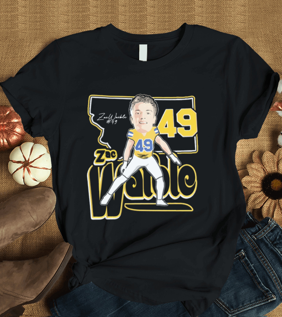 Zac Waible 49 Montana State Bobcats Football Caricature T-Shirt