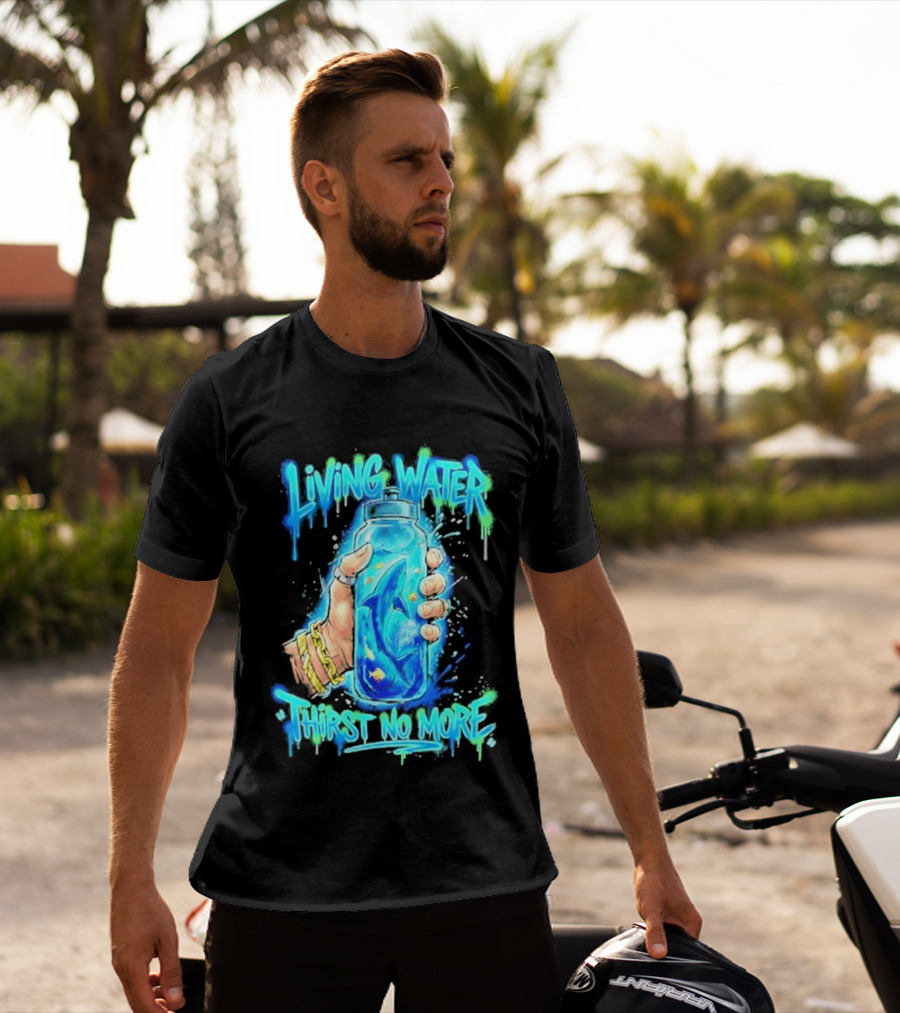 Living Water Thirst No More Shark Hand Holding Water Bottle T-Shirt