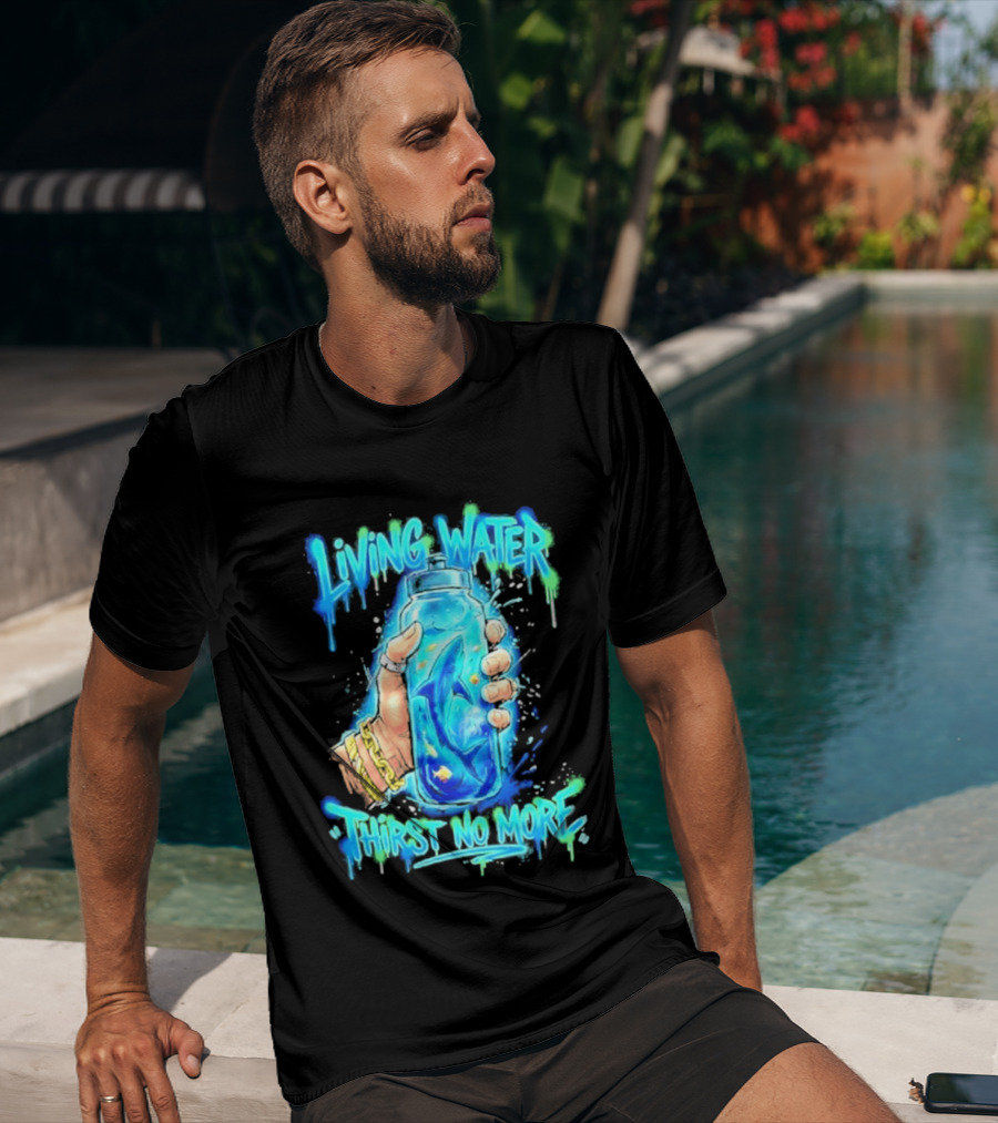 Living Water Thirst No More Shark Hand Holding Water Bottle T-Shirt