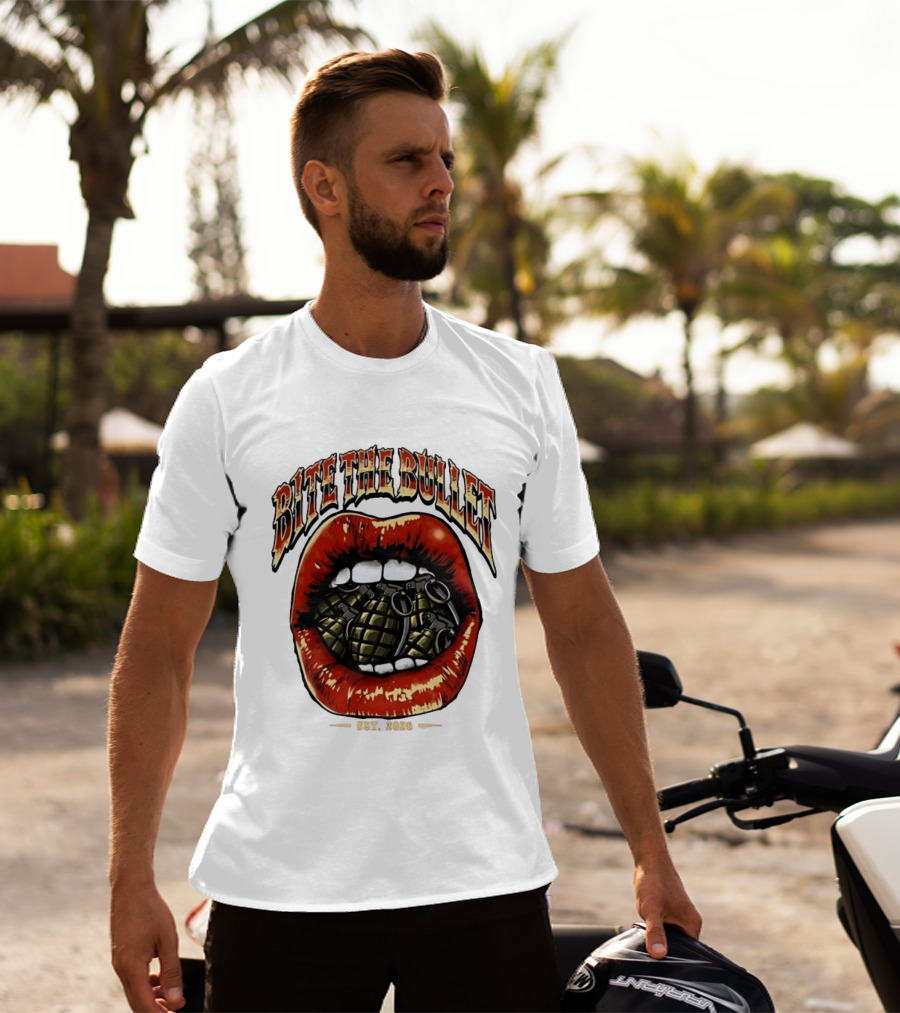 Bite The Bullet Grenade Lips Est 2026 Edgy T-Shirt
