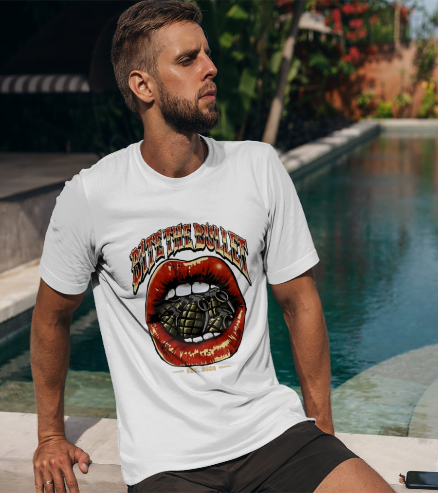 Bite The Bullet Grenade Lips Est 2026 Edgy T-Shirt