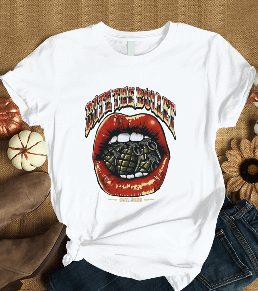 Bite The Bullet Grenade Lips Est 2026 Edgy T-Shirt