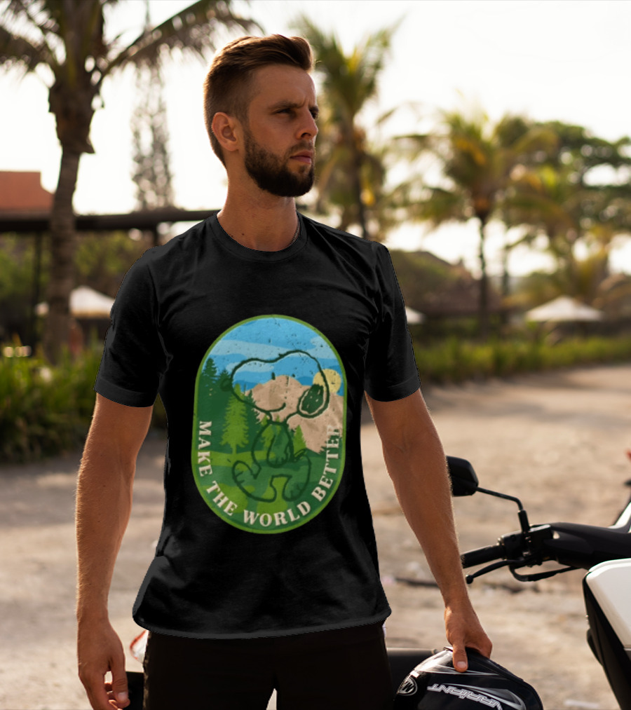 Snoopy Make The World Better Mountain Forest Retro Peanuts T-Shirt