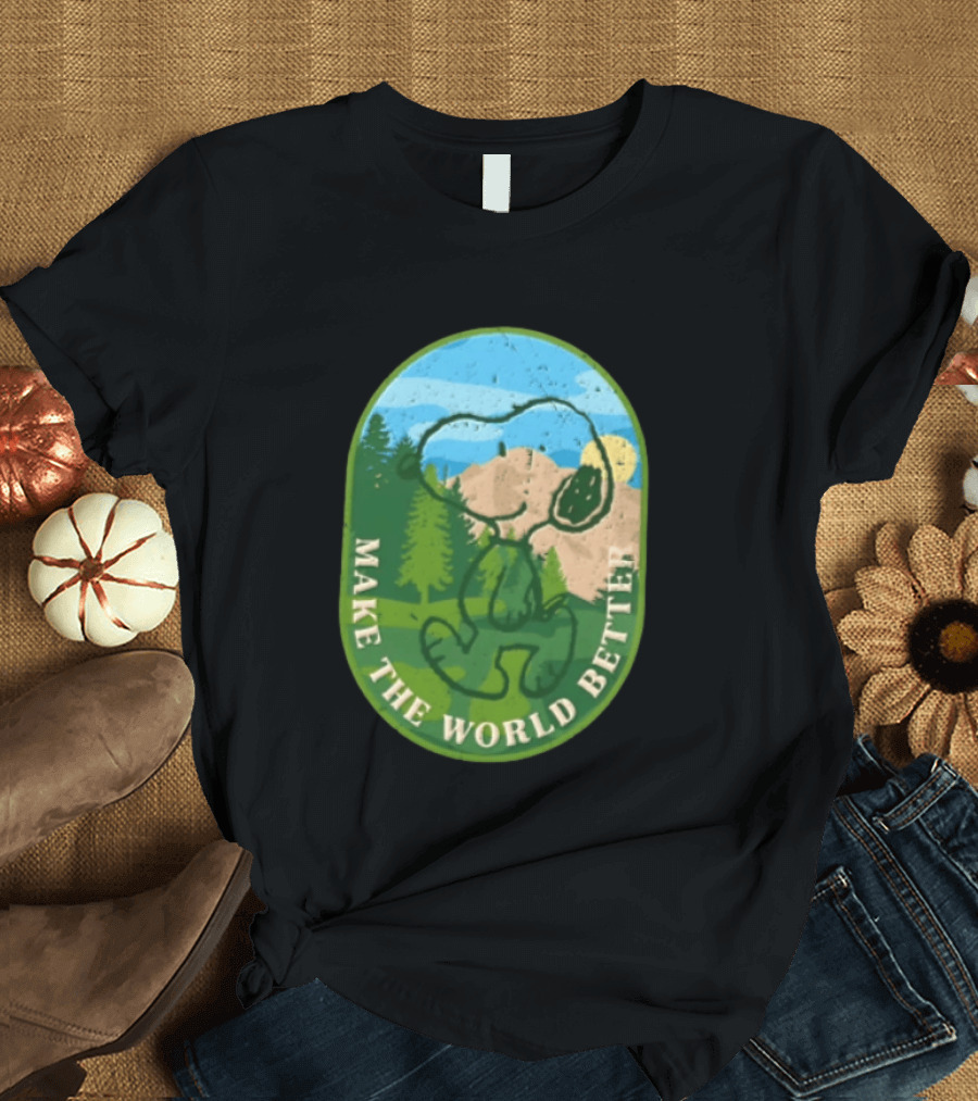 Snoopy Make The World Better Mountain Forest Retro Peanuts T-Shirt