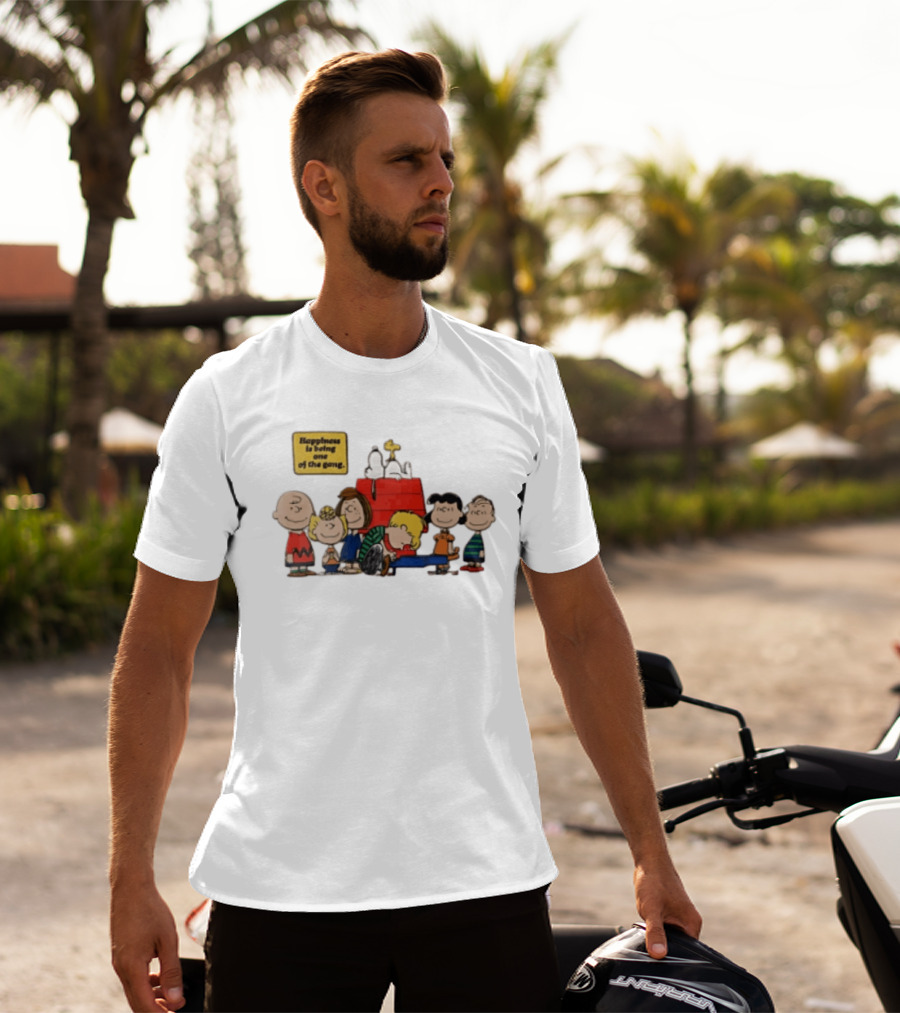 Peanuts Happiness Is Being One Of The Gang Snoopy Doghouse Schroeder Toy Piano Charles Schulz Cartoon T-Shirt