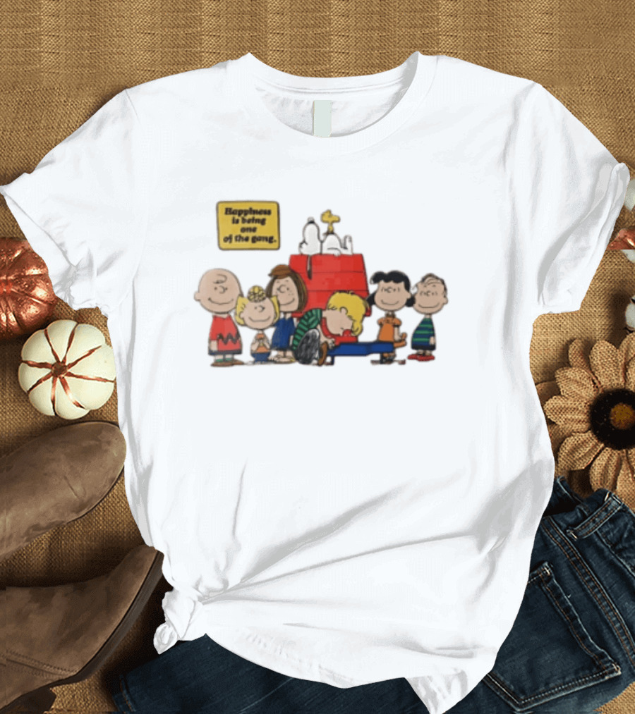 Peanuts Happiness Is Being One Of The Gang Snoopy Doghouse Schroeder Toy Piano Charles Schulz Cartoon T-Shirt