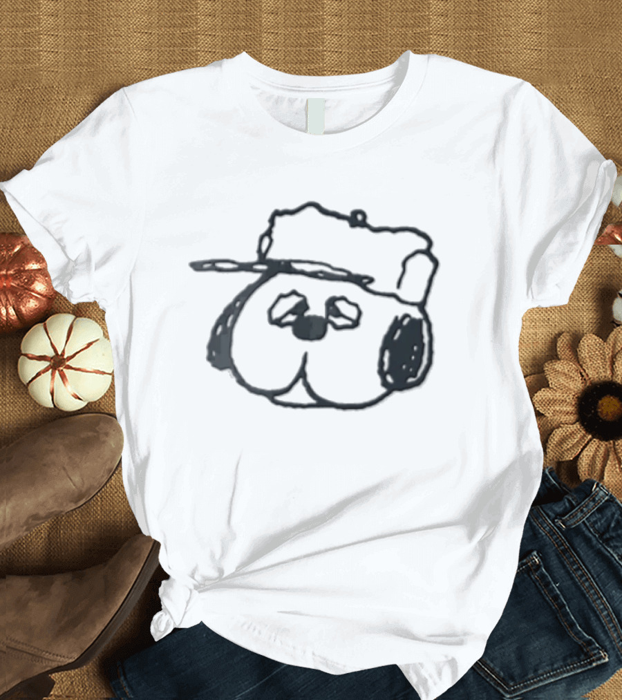 Peanuts Olaf Cartoon Droopy Dog Head Cap T-Shirt