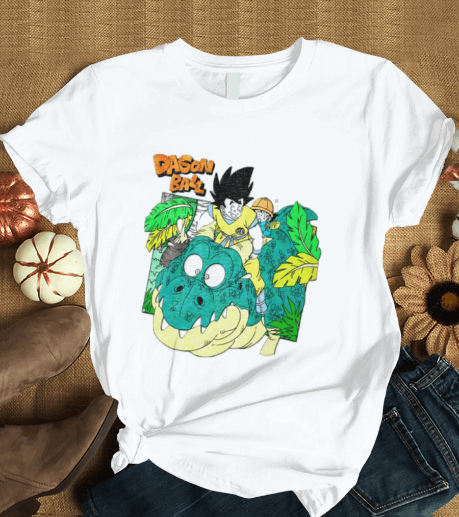 Goku Gohan Riding Dinosaur Dragon Ball Adventure Scene T-Shirt