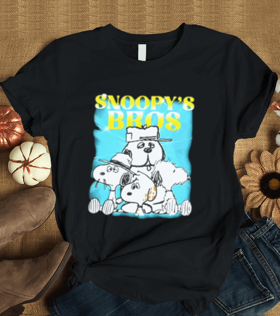 Snoopys Bros Cartoon Dogs Sparkles Blue Bootleg T-Shirt