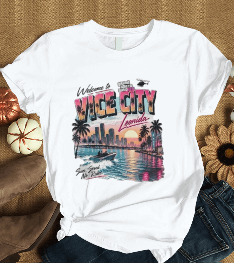 Welcome To Vice City GTA VI Sun Speed No Rules Leonida T-Shirt